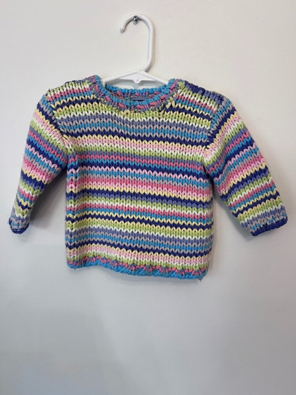 Koala Kids Multi-Color Striped Chunky Knit Sweater - Size 6-9 Months